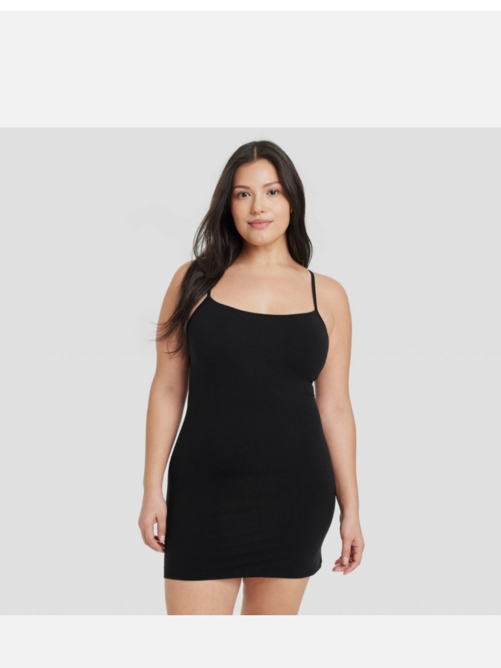 Auden Black Seamless Slip Chemise with Thin Straps
